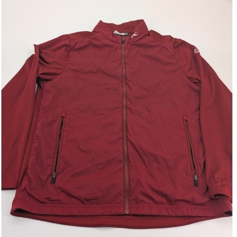 KJUS Retention‎ Golf Full Zip Jacket 54 XL Red Mock Neck Quilted LOGO